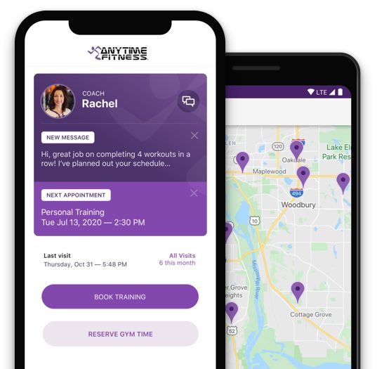 Anytime Fitness member app screens