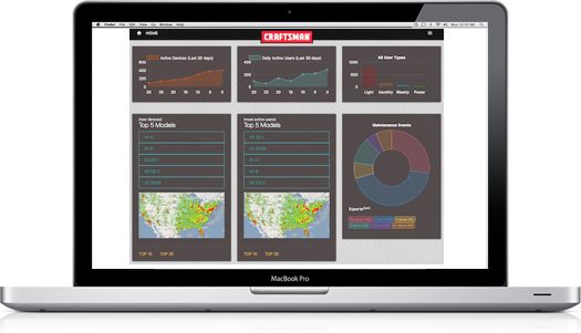 Craftsman Smart Lawn data dashboard on a laptop